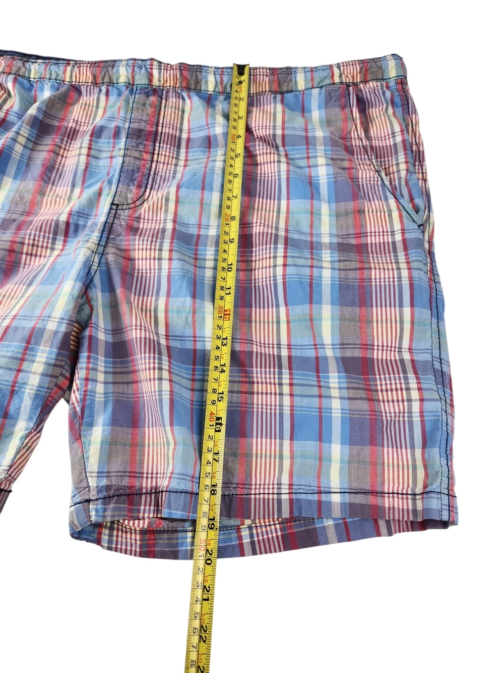 U.S. Polo Assn Men’s Plaid Pull On Drawstring Shorts 2XL Blue Red Cotton Preppy - Picture 11 of 12